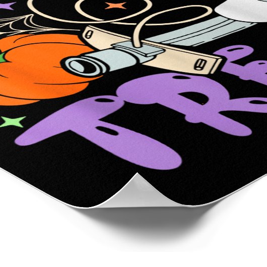 セラピストトラックまたはトリートIcu Rnハロウィーンナース ポスター (角)