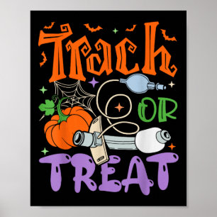 セラピストトラックまたはトリートIcu Rnハロウィーンナース ポスター