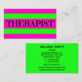 セラピストネオングリーンとホットピンク 名刺 (正面/裏面)