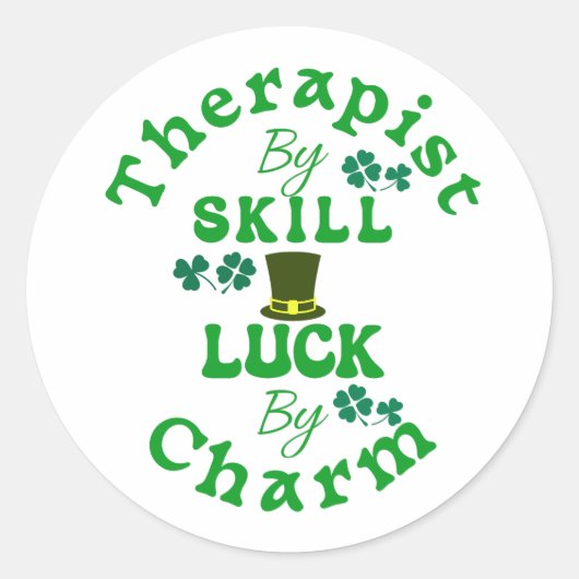 セラピストバイスキル、ラッキーバイチャームSt patricksおもしろい ラウンドシール (正面)