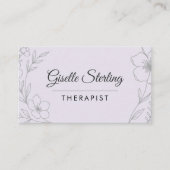 セラピストフローラ薄紫パープルヒーリングエレガント 名刺 (正面)