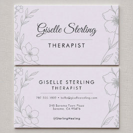 セラピストフローラ薄紫パープルヒーリングエレガント 名刺