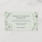 セラピストホリスティックボタニカルセージモダングリーン 名刺 (裏面)