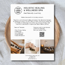 セラピストホリスティックロゴQRホワイトビジネス チラシ