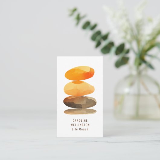 セラピストライフコーチモダンウォーター色QRコード 名刺 (スタンド正面)