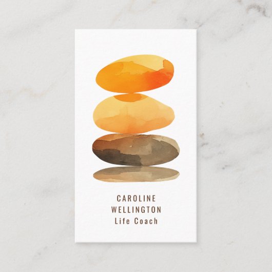 セラピストライフコーチモダンウォーター色QRコード 名刺 (正面)