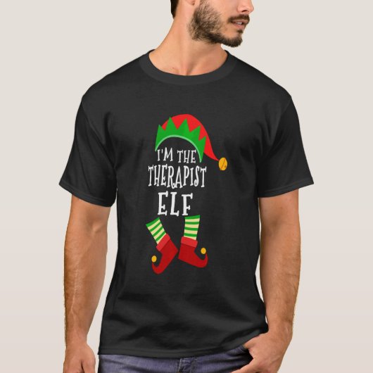 セラピスト小妖精や小人マッチングファミリーグループクリスマスパーツ Tシャツ (正面)
