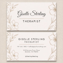 セラピスト植物花赤面ブラックエレガント 名刺