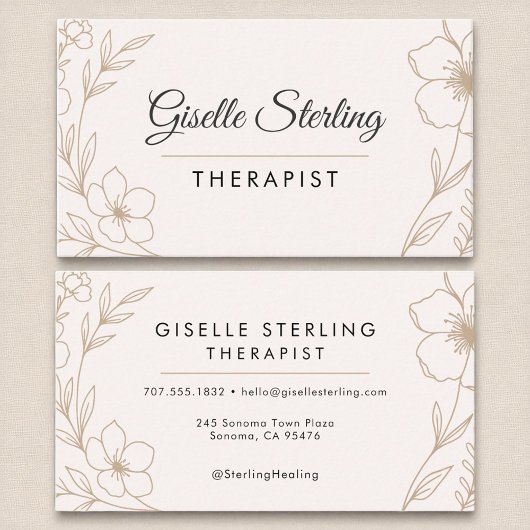 セラピスト植物花赤面ブラックエレガント 名刺