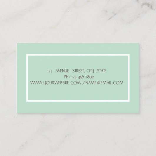 セラピスト禅石、白オーキッドグリーン 名刺 (裏面)