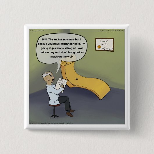 セラピーのくも恐怖症のクモおもしろい 缶バッジ (正面)