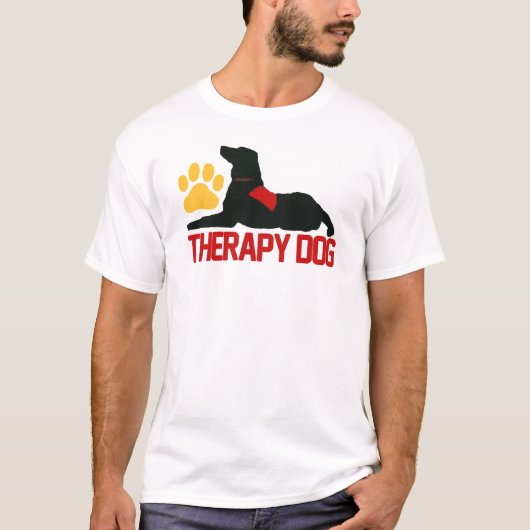 (セラピーの)セラピー犬の赤 Tシャツ (正面)
