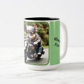 セラピーは高価なバイクもしくは自転車に乗る人ドッグマグ ツートーンマグカップ (正面右)