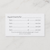 セラピーアポイントメントリマインダー、Talking Headsロゴ 予約カード (裏面)