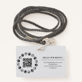 セラピー動物IDフォトバーコードレッドグレー バッジ (裏面ランヤード)