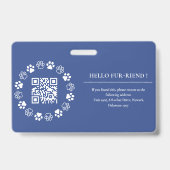 セラピー動物IDフォトバーコード深いブルー バッジ (裏面)