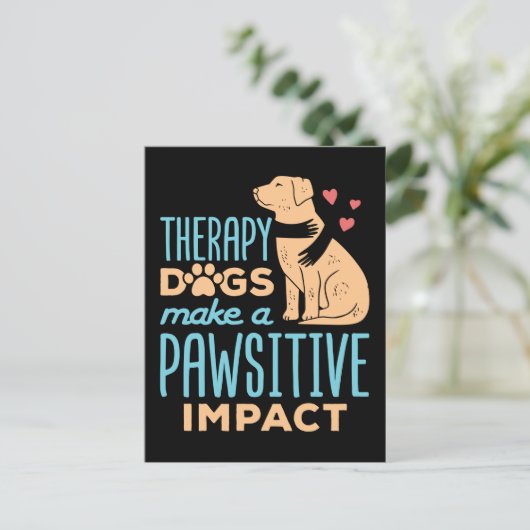 セラピー犬が手を焼くような衝撃を与える ポストカード (スタンド正面)