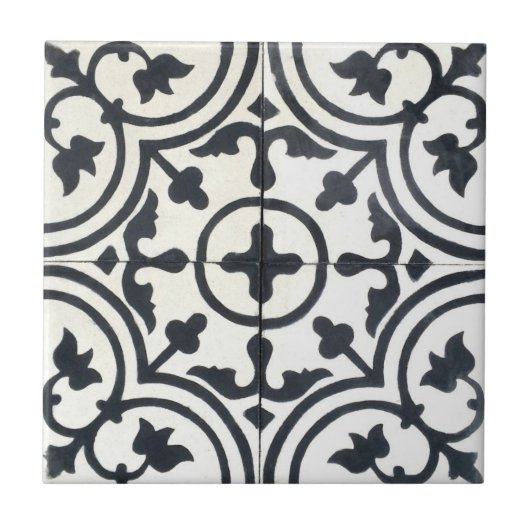 セラフランスのパターン(の模様が)あるミックタイル – 白黒 タイル (正面)