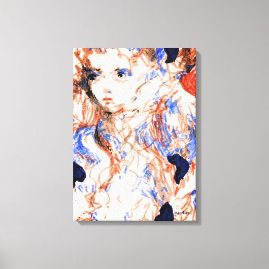 セラフ・エンジェル神話的な生き物インクペンスケッチ キャンバスプリント (正面)