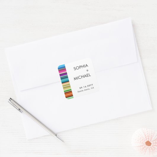 セラプサマーストライプ | 結婚式招待状 スクエアシール (封筒)