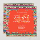 セラペレオパードグランジサファリオレンジ40歳の誕生日 招待状 (正面/裏面)