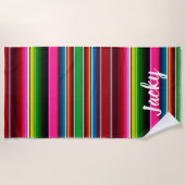 セラペ名前をカスタムする結婚ズバケーション ビーチタオル (正面)