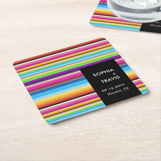 セラペ春ストライプ | ウェディング スクエアペーパーコースター (アングル)