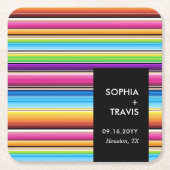 セラペ春ストライプ | ウェディング スクエアペーパーコースター (正面)