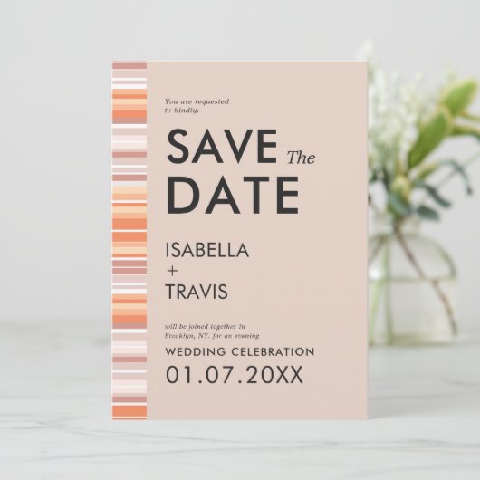 セラペ秋シーズンストライプ | 写真の保存日付 招待状 (スタンド正面)