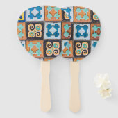 セラミッカラフルクタイル模様デザイン ハンドファン (正面&裏面)