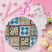 セラミッカラフルクタイル模様デザイン ペーパープレート (パーティー)