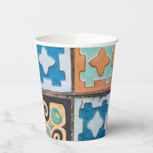 セラミッカラフルクタイル模様デザイン 紙コップ (左)