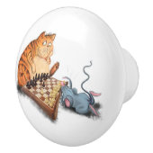 セラミックおもしろいノブ猫とマウス遊チェス セラミックノブ (右)