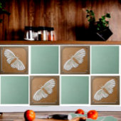 セラミックのタイル職人の蛾,白と黄土 タイル