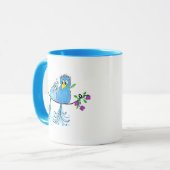 セラミックの幻想的な青い鳥のマグカップ マグカップ (正面左)