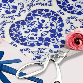 セラミックの青いハート- 6タイル – Decopage Crafts 薄葉紙