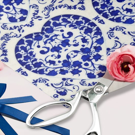 セラミックの青いハート- 6タイル – Decopage Crafts 薄葉紙