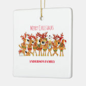 セラミックを歌っているかわいいクリスマスのトナカイ セラミックオーナメント (左)