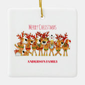 セラミックを歌っているかわいいクリスマスのトナカイ セラミックオーナメント (正面)