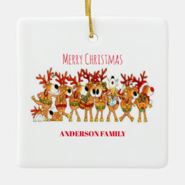 セラミックを歌っているかわいいクリスマスのトナカイ セラミックオーナメント