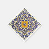 セラミックアズレジョスタイルブルーオレンジナプキンズ スタンダードカクテルナプキン (角)