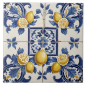 セラミックイタリアンレモンのタイル青い白 タイル (正面)