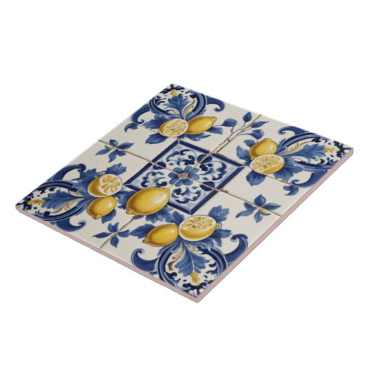 セラミックイタリアンレモンのタイル青い白 タイル (側面)