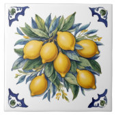 セラミックイタリアンレモンのタイル青い白 タイル (正面)
