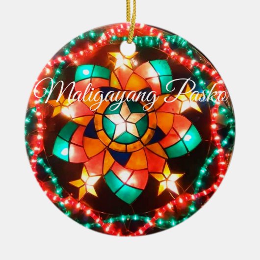 セラミックオーナメントフィリピンクリスマスランタン セラミックオーナメント (正面)