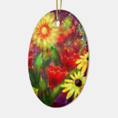 セラミックオーナメントフローラ抽象芸術赤黄 セラミックオーナメント (左)