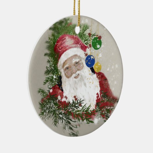 セラミックオーナメントラウンド伝統的サンタ セラミックオーナメント (右)