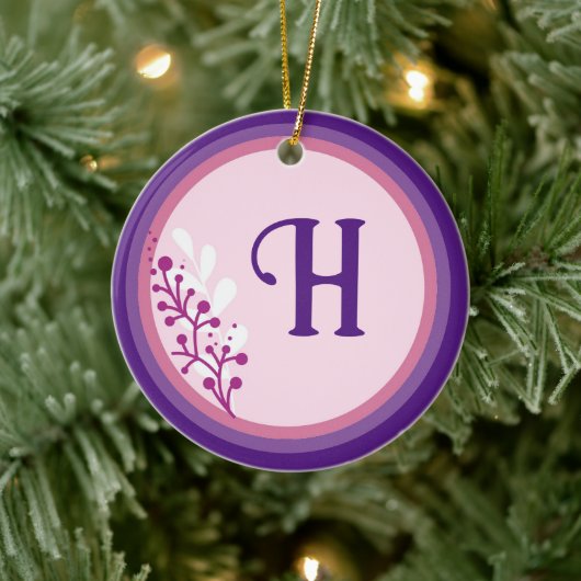 セラミックオーナメント-イニシャルの追加 – 紫 セラミックオーナメント (ツリー)