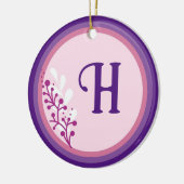 セラミックオーナメント-イニシャルの追加 – 紫 セラミックオーナメント (左)
