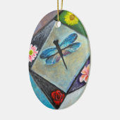 セラミックオーナメント – トンボの花の芸術 (左)